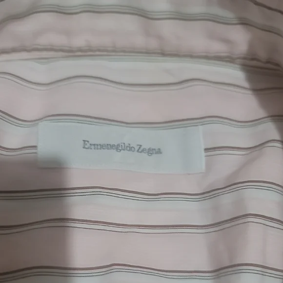 Men's Ermengildo Zegna Pink Striped Dress Shirt 15.5 32/33 - Picture 2 of 4